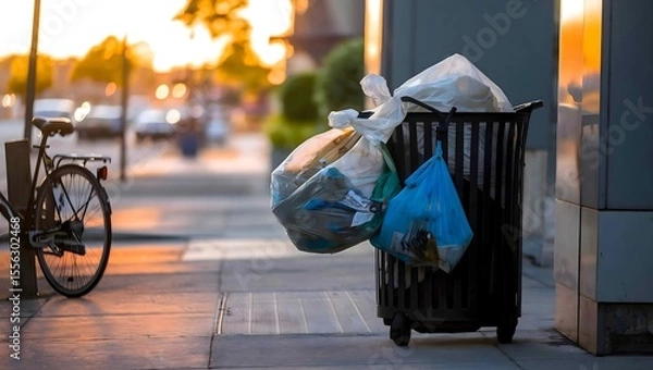 Obraz Trash can at sunset