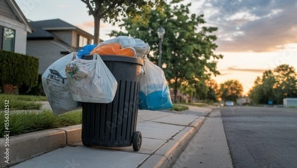 Obraz Trash can at sunset