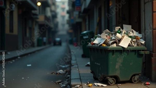 Obraz Trash can at sunset