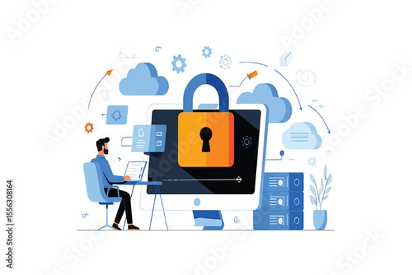 Fototapeta Securing Digital Assets Cloud Data Protection and Cybersecurity