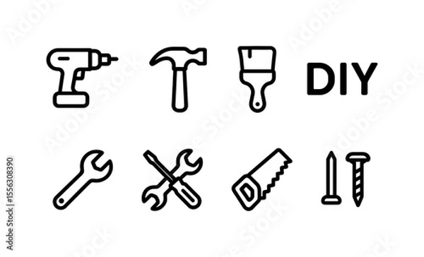 Fototapeta Diy tool icons: hammer, drill, and more for home improvement projects