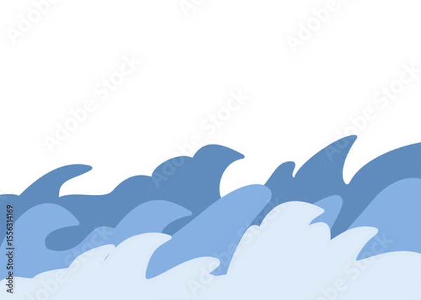 Fototapeta Strong sea waves splash. Stylized vector ocean illustration 