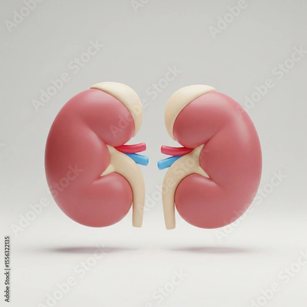 Fototapeta Stylized 3D Visualization of Kidneys – Great for Medical Animation, E-learning, and World Kidney Day Materials