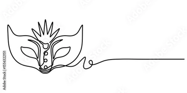 Fototapeta Continuous line drawing of Mardi Gras Carnival mask. One line art. Vector illustration, Masquerade Mask Continuous Line Art Illustration, Carnival Mask Brazilian Drawing, Summer Carnival mask. 