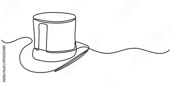 Fototapeta Magic hat with a wand of continuous one line drawing, Magician's Hat Icon on Transparent Background, Magic has outline pro vector illustration. minimal concept one line icon, Magic has outline pro. 