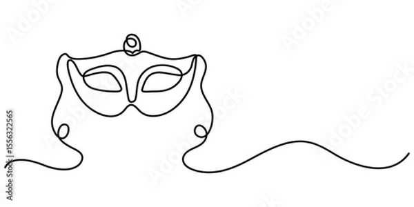 Fototapeta Continuous line drawing of Mardi Gras Carnival mask. One line art. Vector illustration, Masquerade Mask Continuous Line Art Illustration, Carnival Mask Brazilian Drawing, Summer Carnival mask. 