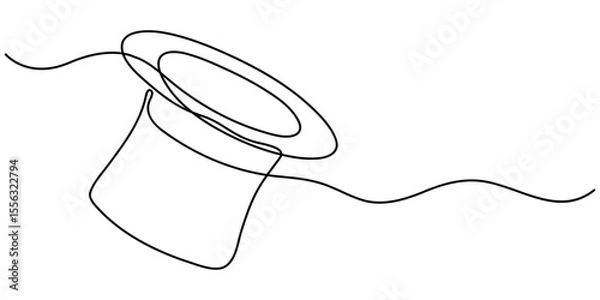 Fototapeta Magic hat with a wand of continuous one line drawing, Magician's Hat Icon on Transparent Background, Magic has outline pro vector illustration. minimal concept one line icon, Magic has outline pro. 