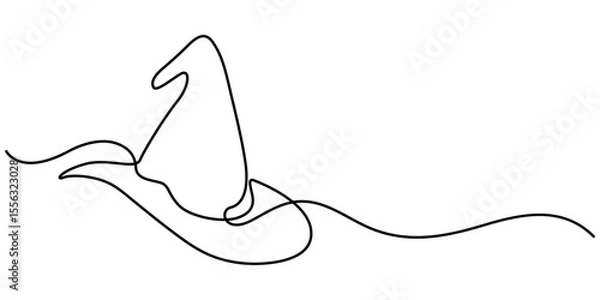 Fototapeta Magic hat with a wand of continuous one line drawing, Magician's Hat Icon on Transparent Background, Magic has outline pro vector illustration. minimal concept one line icon, Magic has outline pro. 