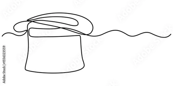 Fototapeta Magic hat with a wand of continuous one line drawing, Magician's Hat Icon on Transparent Background, Magic has outline pro vector illustration. minimal concept one line icon, Magic has outline pro. 