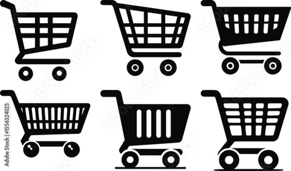 Obraz Shopping Cart bundle silhouette icon vector art