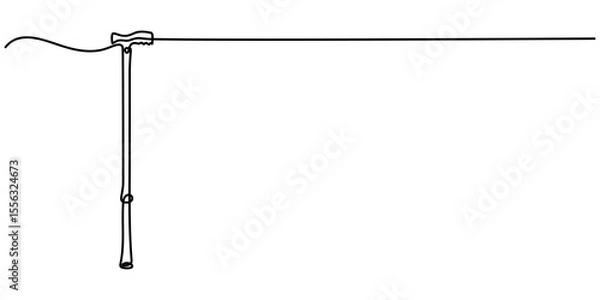 Fototapeta walking stick continuous one line drawing, Cane walking stick icons in outline and filled styles, elegant walking stick illustration hand drawn outline vector, Ornate walking stick illustration. 