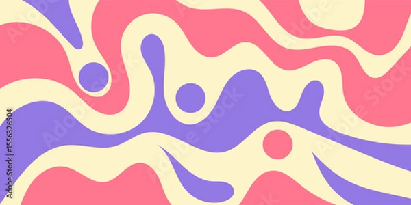 Fototapeta Abstract Trippy Hand Drawn Groovy Pattern Vector Design. Fun Vintage Y2k Wavy Texure. Modern Background Vector Illustrator