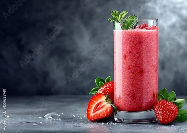 Obraz Strawberry smoothie in glass
