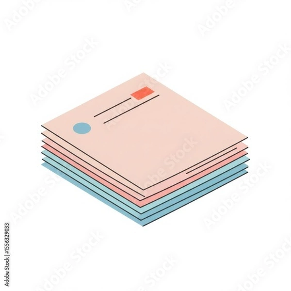 Fototapeta Graded papers are stacked neatly, creating an organized, minimalist workspace for clarity and efficiency