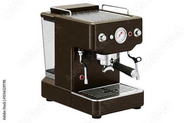 Fototapeta Retro dark brown espresso and cappuccino coffee maker machine isolated on a transparent background