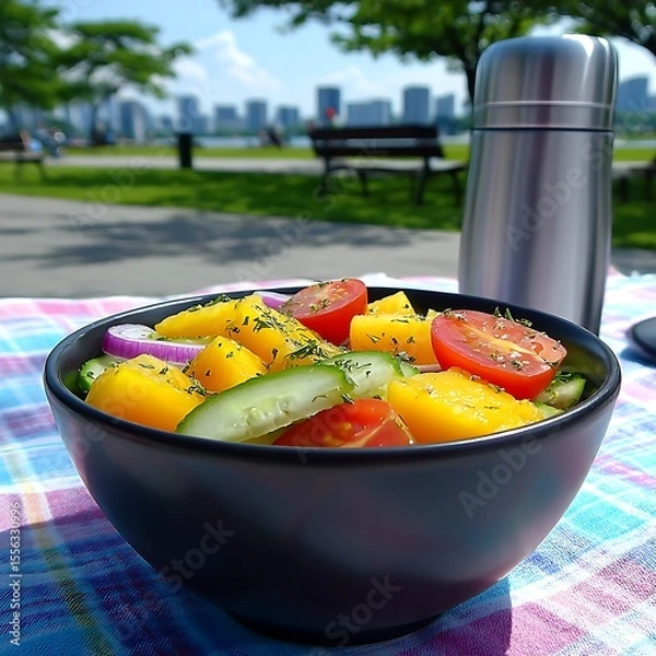 Obraz Colorful summer salad on a picnic