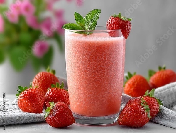 Obraz Strawberry smoothie in a glass