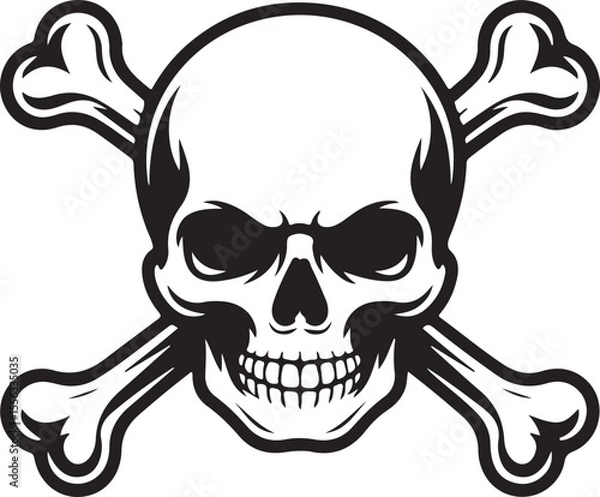 Fototapeta line icon crossbones skull death isolated on white background