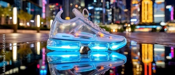 Obraz Futuristic shoes in a city night
