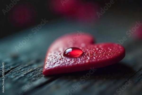 Obraz Falling Tear on Heart A Symbol of Lost Love and Heartbreak ? Evocative Image of Grief, Sorrow, and Longing, Perfect for Emotional Themes