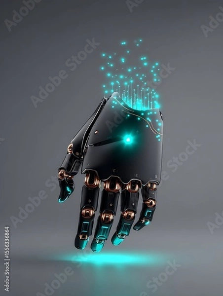 Obraz Futuristic robotic hand with glowing particles