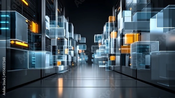 Obraz Futuristic server room interior (1)