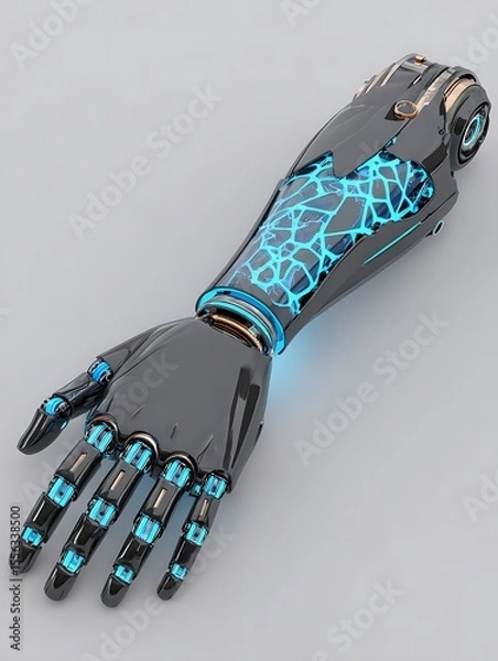 Obraz Futuristic robotic arm with glowing veins