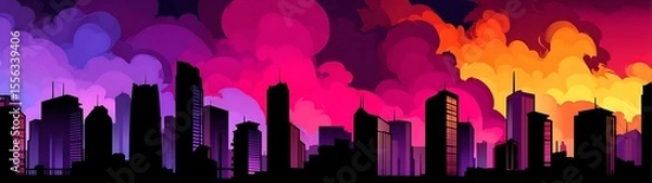 Obraz City skyline at twilight with vibrant colors