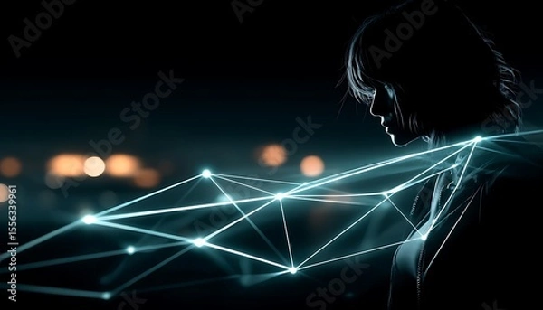 Obraz Digital silhouette of a person, network graphic