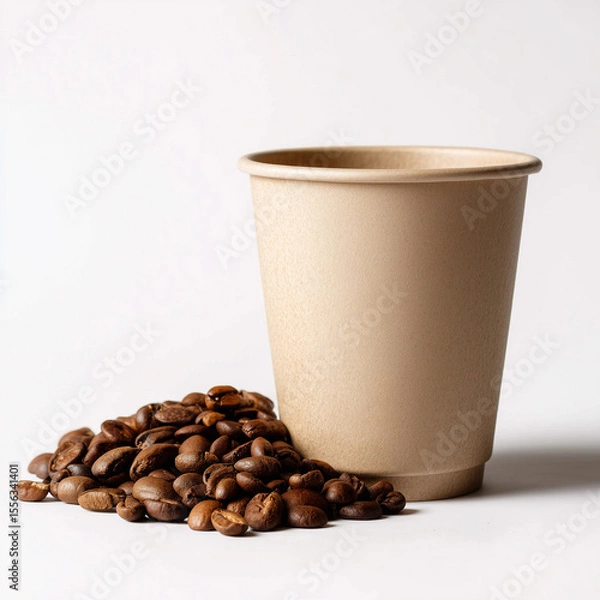 Obraz  Compostable Coffee Cup and Coffee Bean
