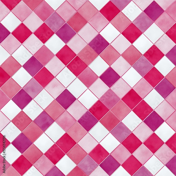 Obraz pink and white square Geometric Tile Pattern Background 