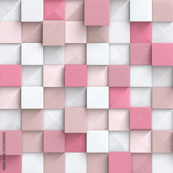 Obraz pink and white square Geometric Tile Pattern Background 