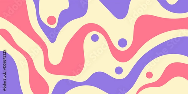 Fototapeta Abstract Trippy Hand Drawn Groovy Pattern Vector Design. Fun Vintage Y2k Wavy Texure. Modern Background Vector Illustrator