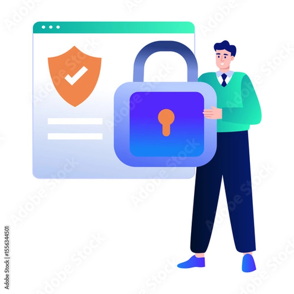 Obraz A flat style illustration depicting encryption