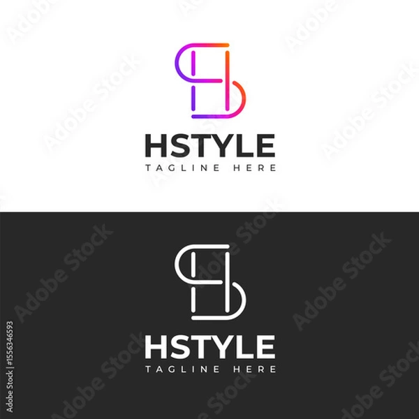 Fototapeta Elegant HS, SH Monogram Logo Design White Letters