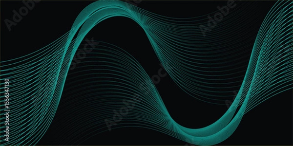Fototapeta Dark abstract background with glowing wave. Shiny moving lines design element. Elegant dynamic wavy lines
