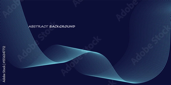 Fototapeta Abstract wave line pattern on dark blue background. Futuristic technology concept