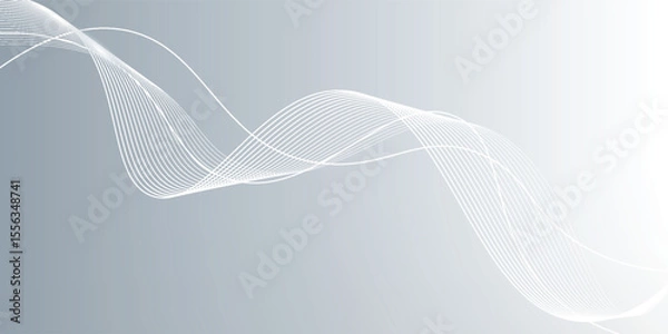 Fototapeta Gray and white abstract background with flowing particles.