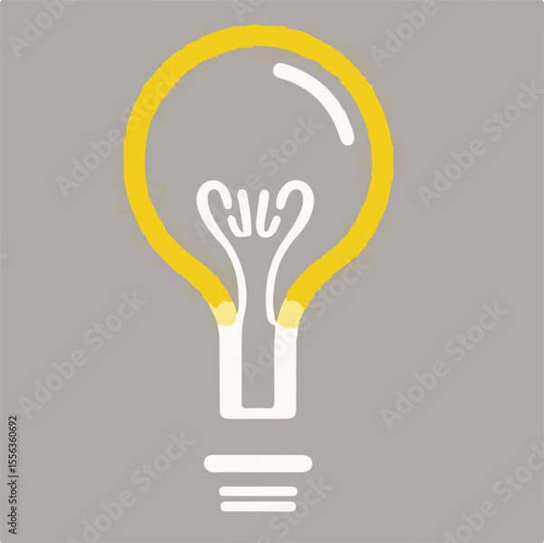 Fototapeta A minimalist light bulb outline in yellow and white on a grey background, symbolizing ideas, innovation, or illumination.