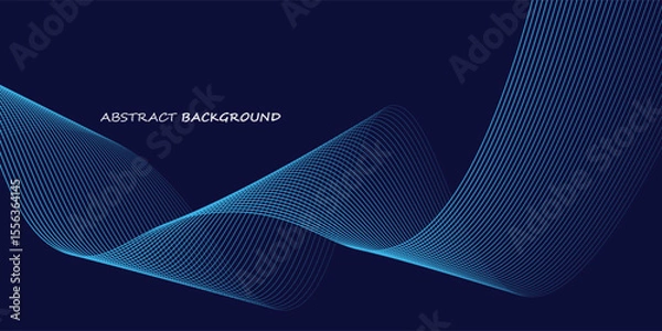 Fototapeta Abstract wave line pattern on dark blue background. Futuristic technology concept