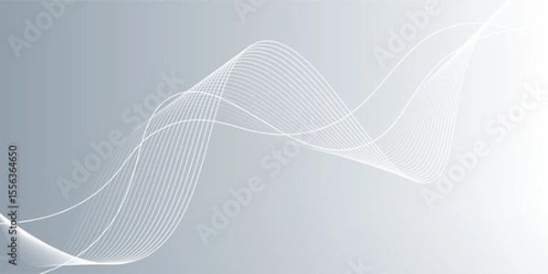 Fototapeta Gray and white abstract background with flowing particles.