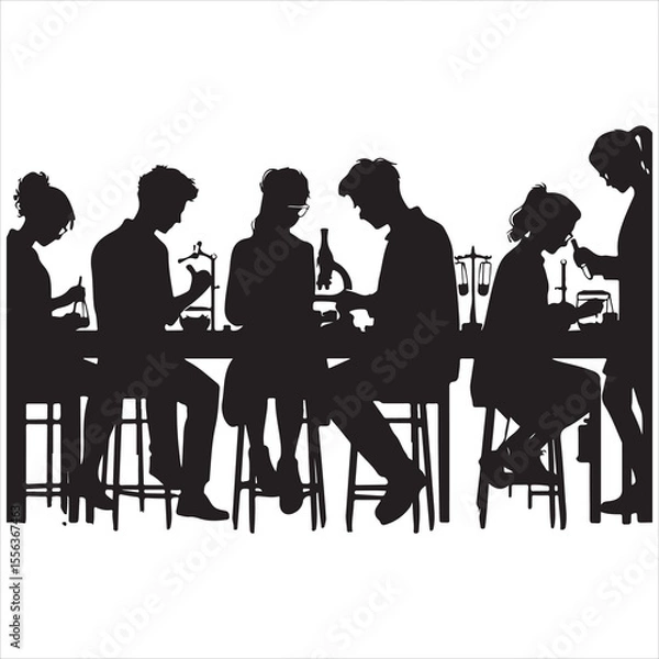 Fototapeta Minimalist  Students in a Laboratory Silhouette 
