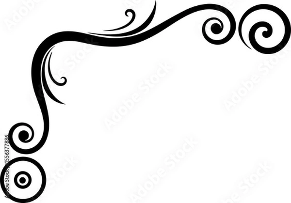 Obraz Simple Swirl Corner Border Design Silhouette Vector