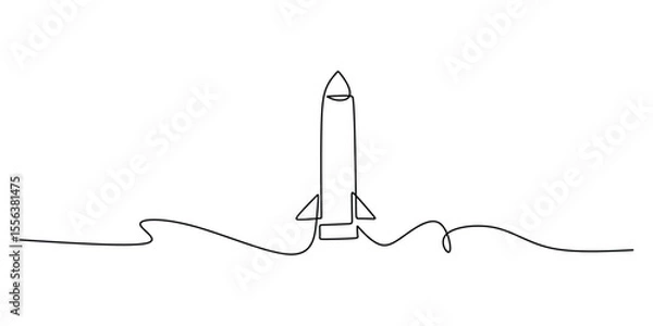 Fototapeta Rocket on Podium Continuous Line Drawing for Project Launch