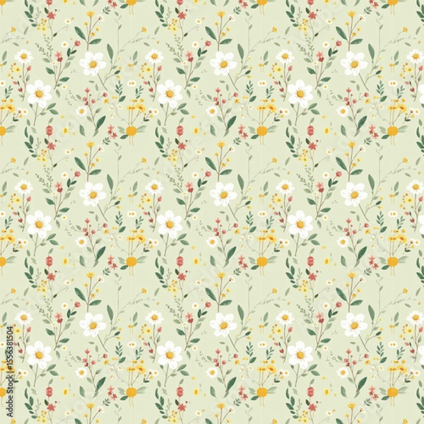 Fototapeta Lovely and Beautiful Spring Flowers Pattern for Fabric, Wallpaper, and More