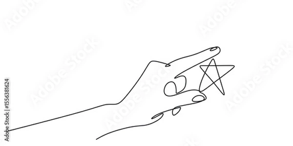 Fototapeta Hand Lifting Star Continuous Line Drawing for Skill Recognition
