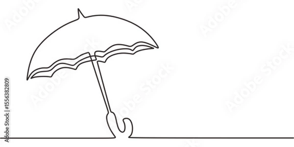Fototapeta Umbrella Continuous Line Drawing for a Minimalist Weather Icon