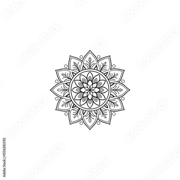 Fototapeta Circular pattern in the form of a mandala. Henna tatoo mandala. Mehndi style. Decorative pattern in oriental style. Coloring book page.
