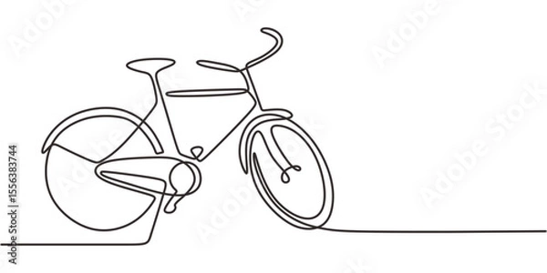 Fototapeta Bicycle Continuous Line Drawing for Green Transport and Fitness