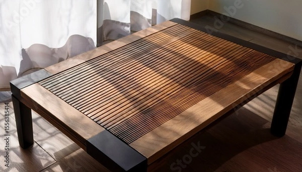 Fototapeta sleek modern japanese table with geometric design